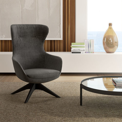Fauteuil contemporain - CURVE - Gems Barcelona - en tissu / en acier / à oreilles