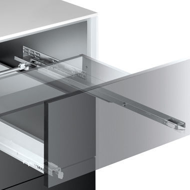 Coulisse pour tiroirs à galets - Dynapro Tipmatic - Grass Gmbh - à sortie totale / avec amortisseur intégré / touche-lâche