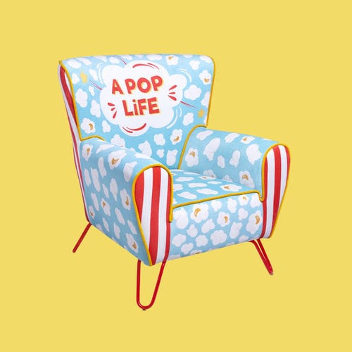Fauteuil contemporain - A POP LIFE - THE POP LABEL - en velours / en hêtre / bleu