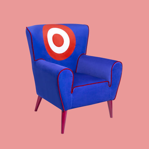 Fauteuil contemporain - TARGET - THE POP LABEL - en tissu / en hêtre / bleu