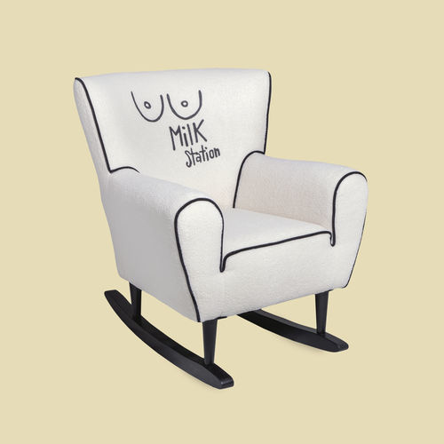 Fauteuil contemporain - MILK STATION - THE POP LABEL - en velours / blanc / à bascule