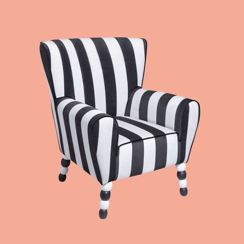 Fauteuil contemporain - STRIPES - THE POP LABEL - en velours / en hêtre / blanc