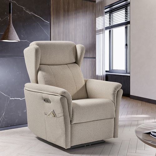 Fauteuil relax contemporain - MAYKA - Mopal Tapizados S.L. - en tissu / en pin / avec repose-pieds