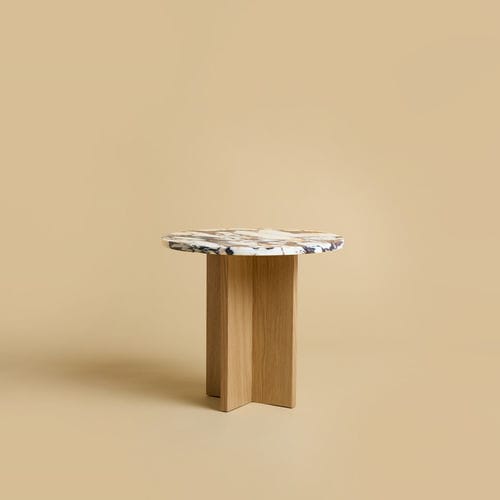 Table d'appoint contemporaine - Sherman - Lebanto srl - en marbre / avec piètement en bois / ronde