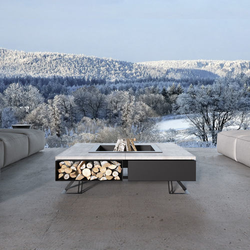 Brasero de jardin à bois - SQUARE 120 - Hetta Supply - en béton / en acier / en inox