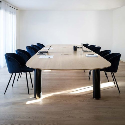 Table de réunion contemporaine - Pilotis Bassin - Epsilon Composite - en chêne / avec piétement en carbone / ovale