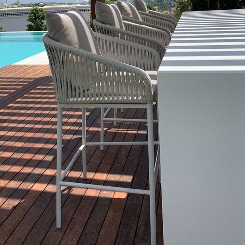 Chaise de bar contemporaine - SIENNA - G&G Italia Designer Furniture - d'extérieur / en tissu / avec piètement en aluminium