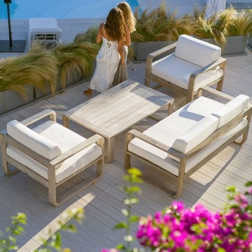 Table basse contemporaine - BELLAVISTA - G&G Italia Designer Furniture - en teck / avec piètement en teck / rectangulaire