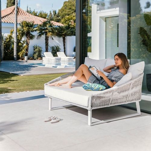 Méridienne contemporaine - SIENNA - G&G Italia Designer Furniture - en tissu / en aluminium / en corde