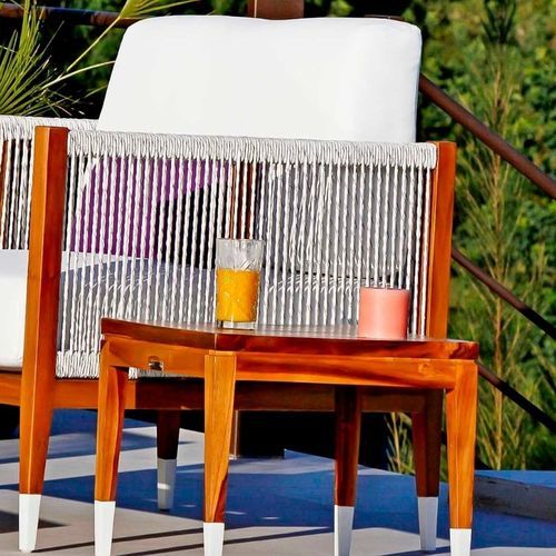 Table d'appoint contemporaine - AMALFI - G&G Italia Designer Furniture - en teck / avec piètement en teck / carrée