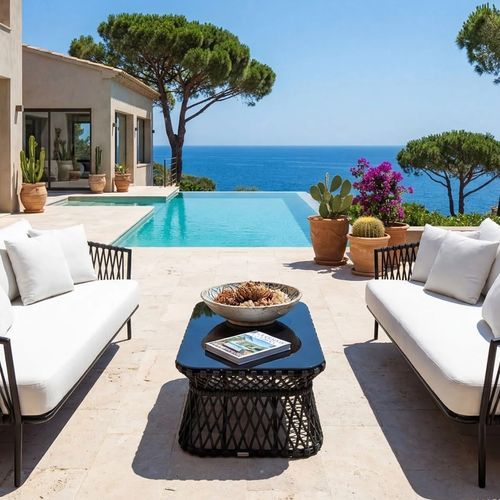 Table basse marine - PORTSIDE - G&G Italia Designer Furniture - en aluminium / en mousse de polyuréthane / en corde