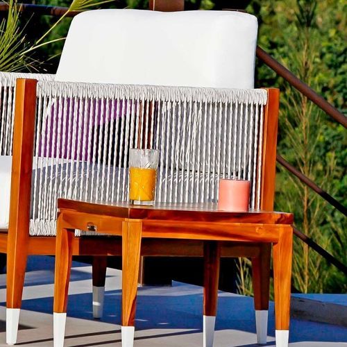 Table basse contemporaine - AMALFI - G&G Italia Designer Furniture - en teck / avec piètement en teck / carrée