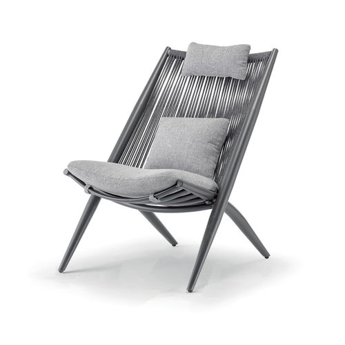 Fauteuil contemporain - BAHZA LOUNGE CHAIR - GRATTONI S.R.L. - en tissu acrylique / en aluminium / en corde