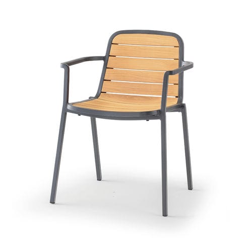 Chaise contemporaine - NIDA - GRATTONI S.R.L. - d'extérieur / en teck / avec piètement en aluminium