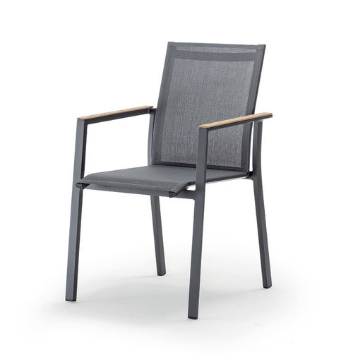 Chaise contemporaine - ALPHA  - GRATTONI S.R.L. - d'extérieur / en teck / en Textilene®