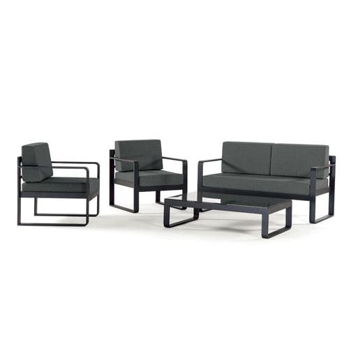 Salon de jardin contemporain - CAPRI SET - GRATTONI S.R.L. - en aluminium / en verre / en tissu acrylique
