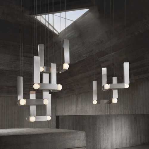 Suspension - VESPER QUATTRO - Lee Broom - en aluminium / en verre opalescent / contemporaine