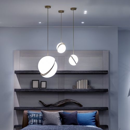 Suspension - CRESCENT  - Lee Broom - de table / en acier / en laiton brossé