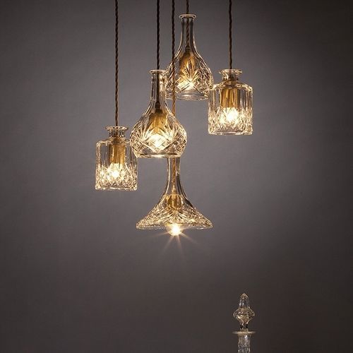 Suspension - DECANTERLIGHT - Lee Broom - en acier / en laiton brossé / en cristal