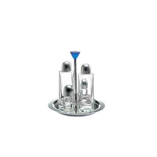 Salière et poivrière en verre - Vulcano : VU-10 - EME POSATERIE S.R.L. - en acier inoxydable poli