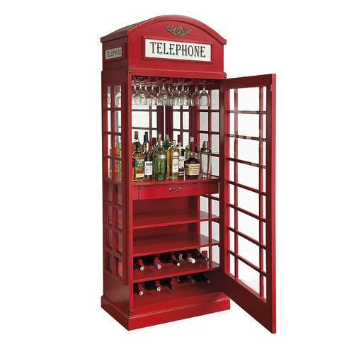 Meuble bar rouge - TELEPHONE  - AGORA' SRL - design original / en bois laqué / en bois massif