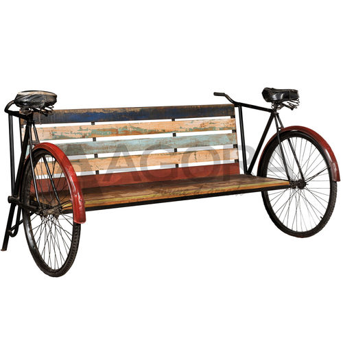 Banc design original - BIKE  - AGORA' SRL - en bois massif / en métal peint / avec dossier