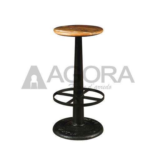 Tabouret de bar classique - SINGHER  - AGORA' SRL - en bois massif / avec piètement en métal peint / piètement central