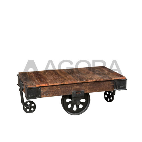 Table basse design original - RAILWAYS  - AGORA' SRL - en bois massif / avec piètement en métal / rectangulaire