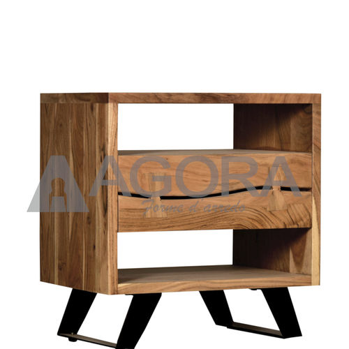 Table de chevet contemporaine - FOSTER - AGORA' SRL - en bois massif / avec piètement en métal peint / rectangulaire