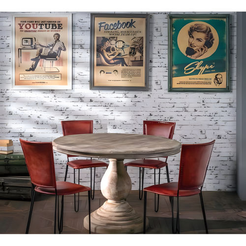 Table classique - BALTIMORA  - AGORA' SRL - en bois massif / avec piètement en bois / ronde