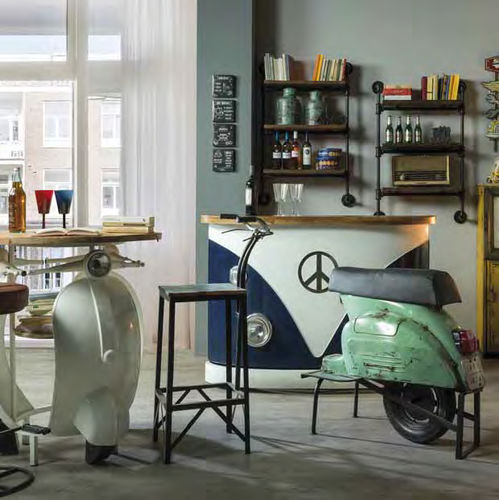 Tabouret de bar design original - SCOOTER  - AGORA' SRL - en cuir / avec piètement en métal / avec repose-pieds