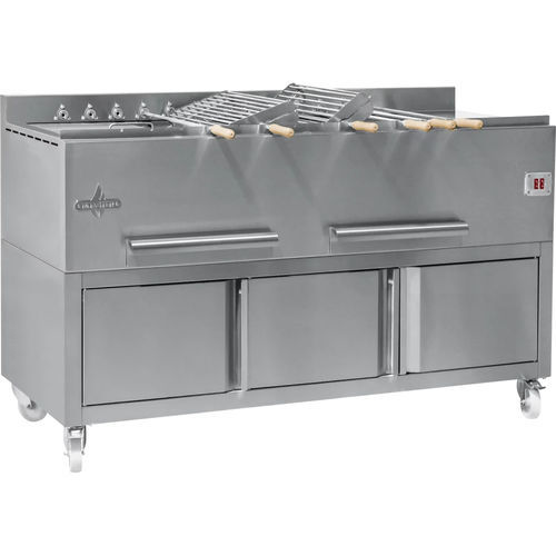 Gril à charbon - Churrasco - ROASTER - sur plan / professionnel / avec rôtissoire
