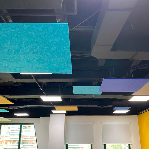 Panneau acoustique pour plafond - ECOcloud - Aistec - suspendu / en PET / carré