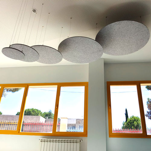 Panneau acoustique pour plafond - ECOcloud - Aistec - suspendu / en PET / rond