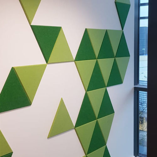 Panneau acoustique mural - ECOmosaic - Aistec - en PET / triangulaire / texturé