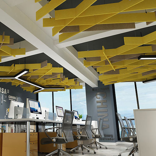 Baffle acoustique en fibre de polyester - CROSS - Acoustic.ae - en PET / suspendu / de plafond