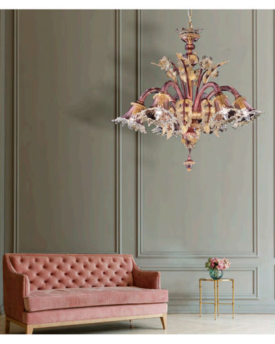 Lustre classique - STRAUSS - Wave Murano Glass srl - en verre soufflé / en or / 1 ampoule