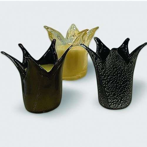 Bougeoir en verre de Murano - Crown - Wave Murano Glass srl - en or