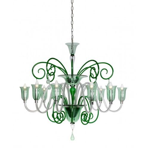 Lustre classique - DUBLINO - Wave Murano Glass srl - en verre de Murano / en verre soufflé / 8 ampoules