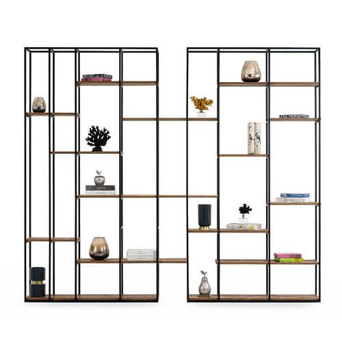 Bibliothèque contemporaine - IRMAK - NDESIGN - en bois massif / en métal / noire