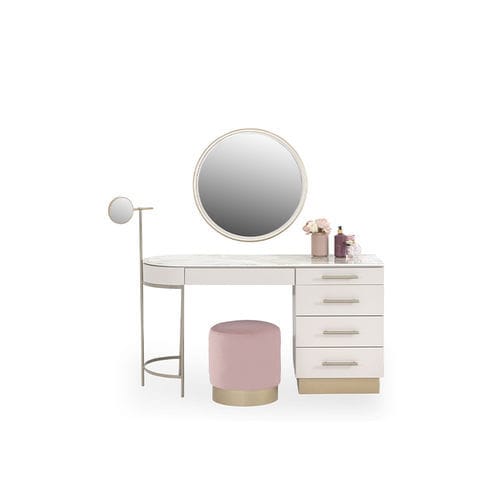 Coiffeuse contemporaine - Blush  - NDESIGN - en bois laqué / rétroéclairée / monoplace