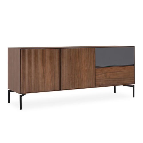 Console contemporaine - pecan - NDESIGN - en placage de bois / avec piètement en métal / rectangulaire