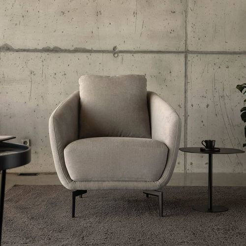 Fauteuil contemporain - MK.1977 - MOORKI - en tissu / en cuir / gris