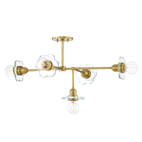 Lustre contemporain - ALEXA - Mitzi - en cristal / en métal / 5 ampoules