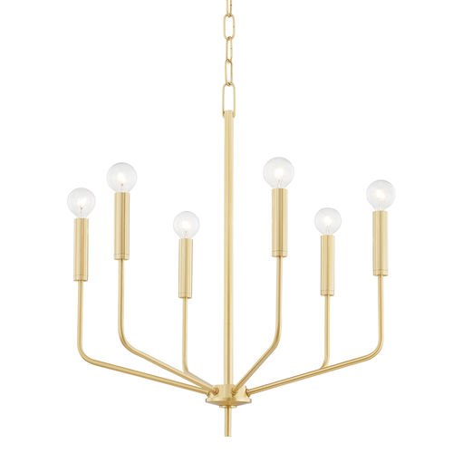 Lustre contemporain - BAILEY - Mitzi - en laiton / 6 ampoules / candélabre