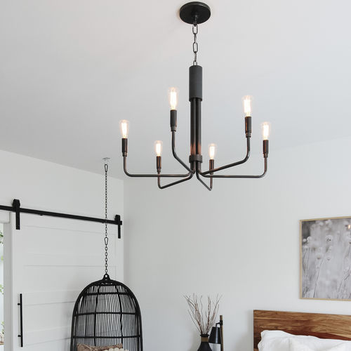 Lustre contemporain - BRIGITTE - Mitzi - en bronze / 6 ampoules / candélabre