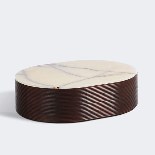 Table basse contemporaine - WAVES - Milla & Milli - en marbre / avec piètement en noyer / avec piètement en hêtre