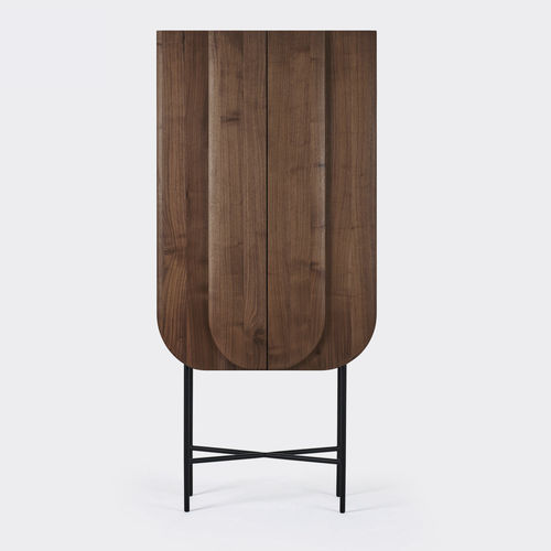 Meuble bar contemporain - BLOOM - Milla & Milli - en noyer / en acier / avec porte battante