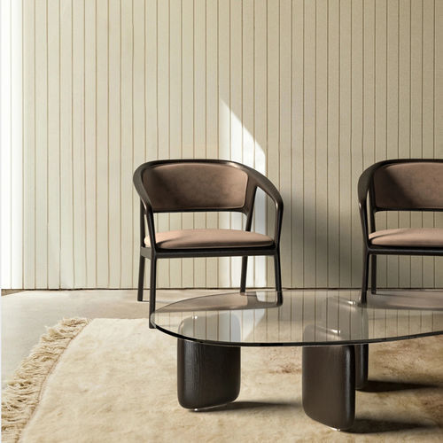 Fauteuil contemporain - ORIGIN - Spalli - en tissu / en cuir / en noyer