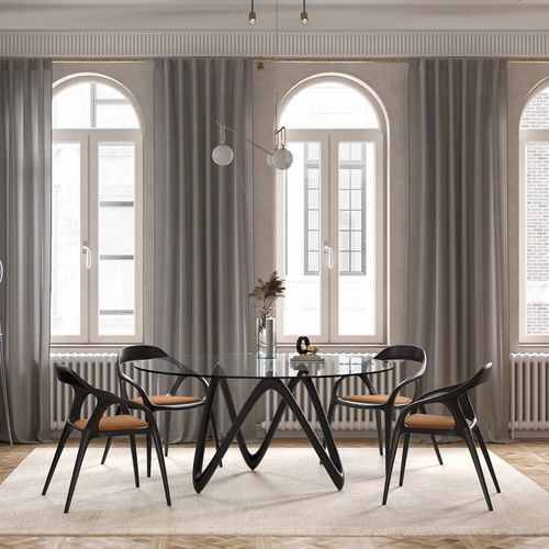 Table contemporaine - MEDUSA - Spalli - en verre / avec piètement en noyer / avec piètement en frêne